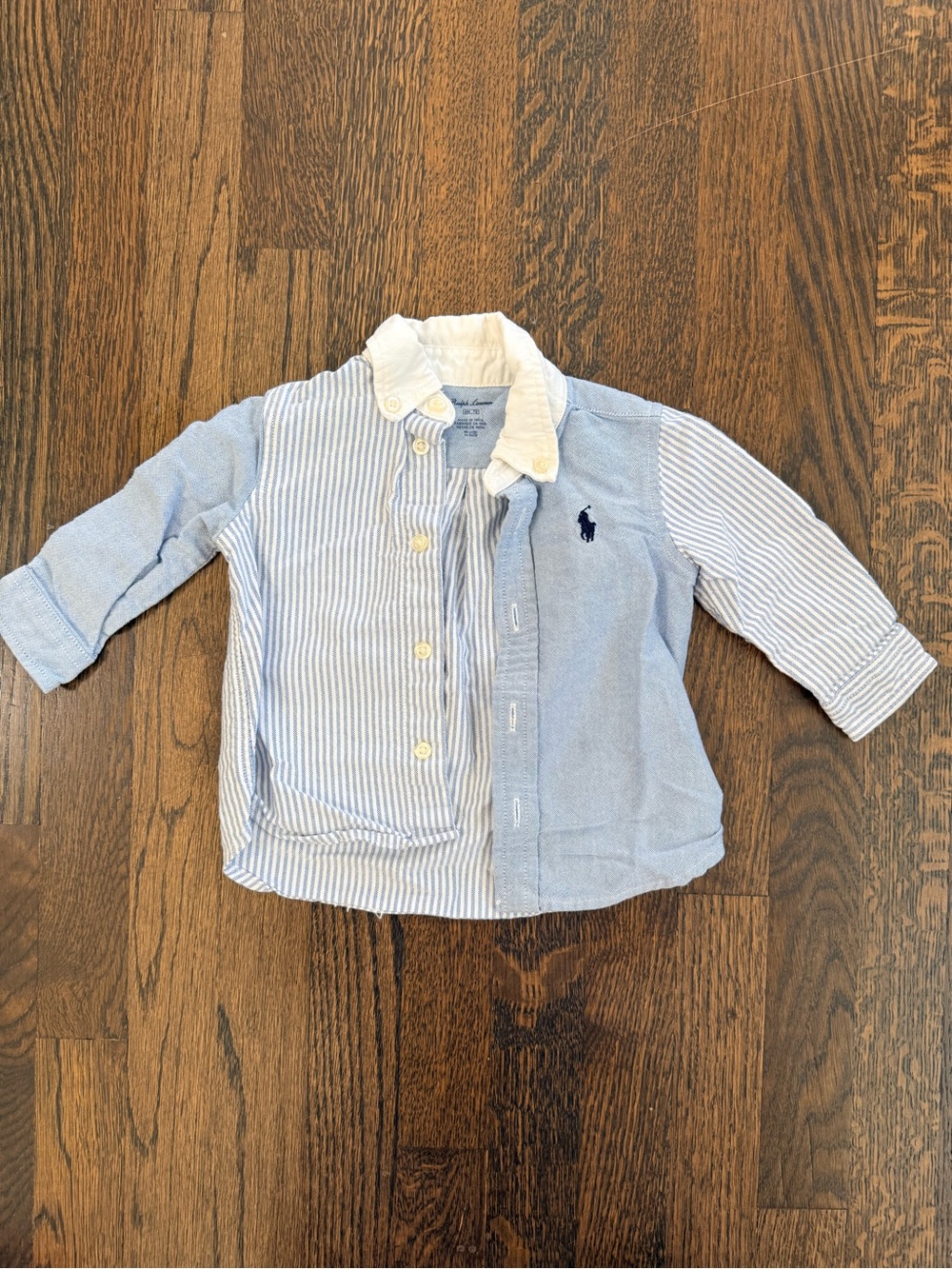 Ralph Lauren Light Blue & White Striped Button-Down Shirt